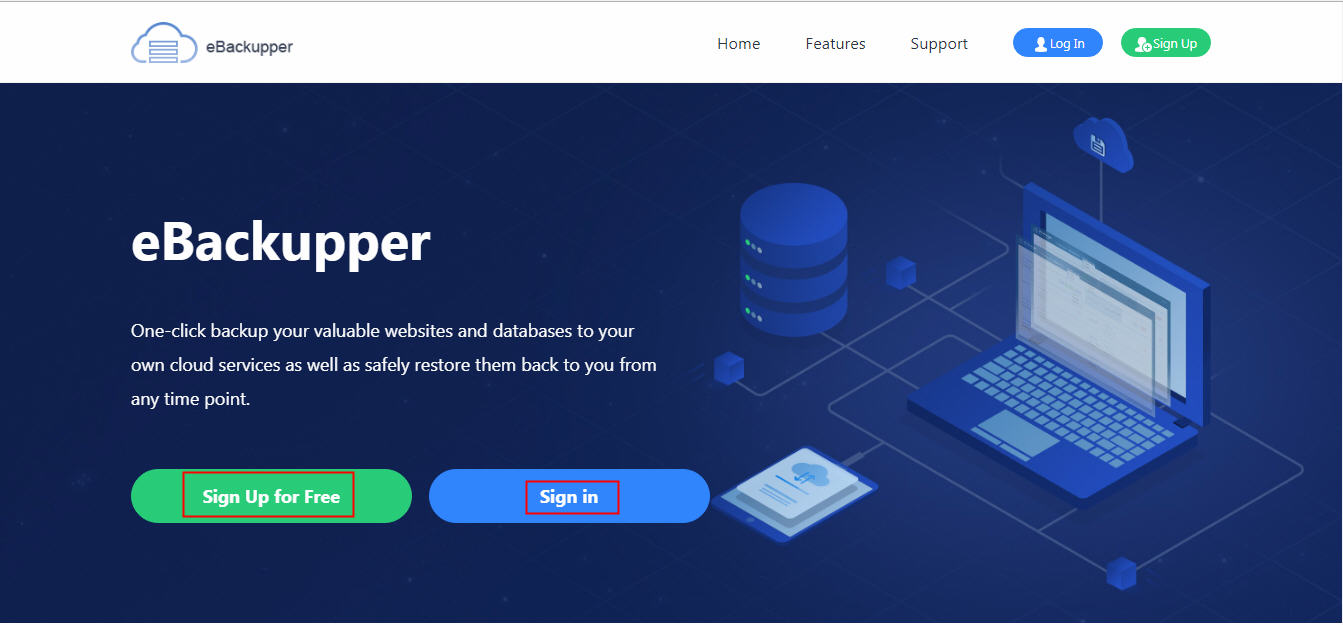 Sign Up AOMEI Database Backupper Account